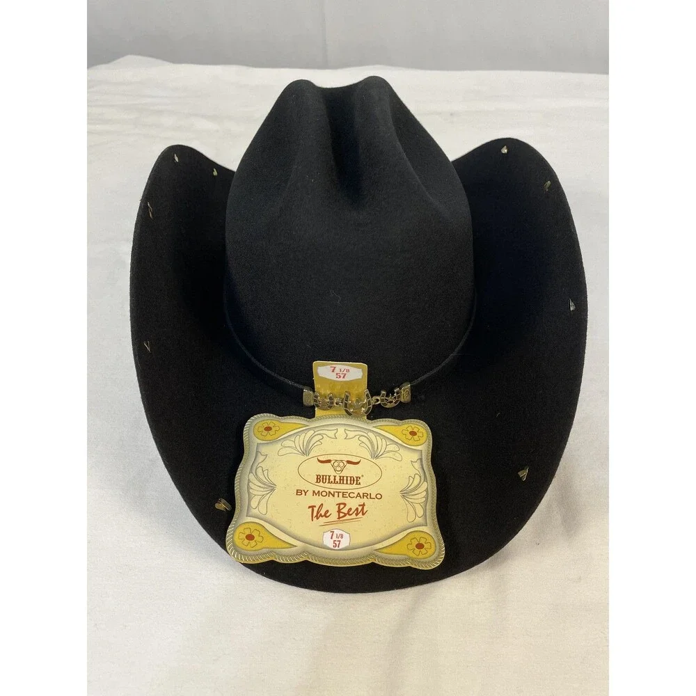 Bullhide by Montecarlo El Variado 6X Black Felt Cowboy Hat Size 7 1/8 Western